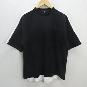 G■ビームス/BEAMS レイヤードTシャツ/コットン【S】黒/men