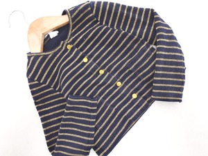 ネコポスOK PETIT BATEAU プチバトー ボーダー カーディガン size110ｃｍ/紺ｘゴールド ◇■ ☆ ekc5 子供服