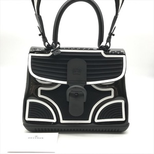 美品 DELVAUX デルヴォー ブリヨンMM 2WAY トップハンドル ハンド ショルダー バッグ ブラック ホワイト a6090