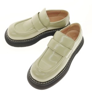 【中古】ボッテガヴェネタ BOTTEGAVENETA SWELL LOAFER ローファー グリーンベージュ【サイズ42】