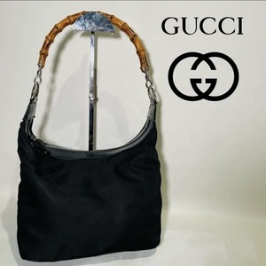 【人気】GUCCIグッチ　オールド　バンブー　ナイロンショルダーバッグ