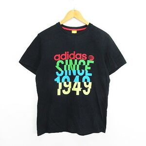 アディダスネオ adidas neo Tシャツ カットソー 半袖 クルーネック ロゴ コットン L ブラック ※EKM メンズ