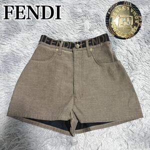 FENDI JEANS フェンディ ジーンズ ロゴ 金ボタン ハーフパンツ ショートパンツ レディース