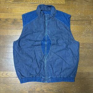 付属品完備 23 TENDERLOIN DENIM VEST INDIGO テンダー テンダーロイン デニム ベスト ヘリンボーン インディゴ XL