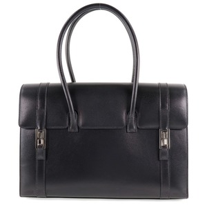 HERMES エルメス ドラッグ32 □F ハンドバッグ ボックスカーフ 黒 レディース【56140480】中古