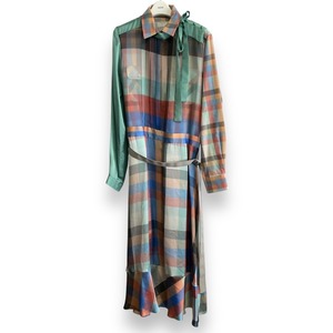 新品同様 22AW sacai サカイ Plaid Dress チェックプリント マキシ丈 シャツワンピース 22-06206 1 マルチカラー