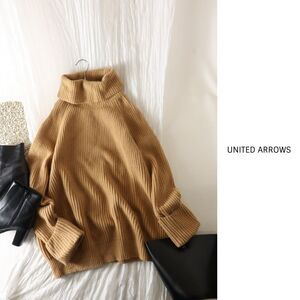 1.8万☆ユナイテッドアローズ UNITED ARROWS☆ウール100% アゼビッグ タートルニット☆A-O 0050