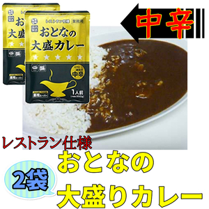 送料無料　おとなの大盛カレー レストラン仕様 中辛 220g×2袋 レトルトカレー ポイント消化 おとなの大盛りカレー