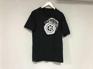 本物マルタンマルジェラMaison Martin Margielaコットンプリントドッキングデザイン半袖Tシャツメンズサーフ黒ブラック44Sイタリア製