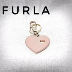 FURLA ハート型チャーム キーリングホルダー ピンク ゴールド