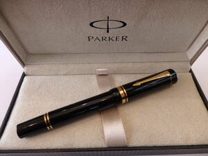 ◆【きれいなお品】パーカー　デュオフォールド　センテニアル　ブラックGT万年筆　ペン先：18K750ソリッドゴールド F程度