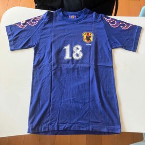 1996当時物 炎W杯 日本代表オフィシャル 城 彰二 背番号18 半袖Tシャツ サイズL 裾袖シングルステッチ