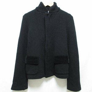 美品 robe de chambre COMME des GARCONS ローブドシャンブル コムデギャルソン スタンドカラー ニットジャケット L ブラック