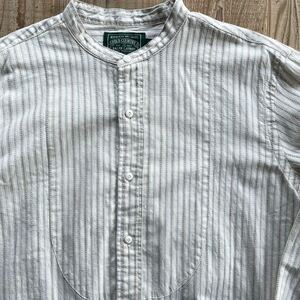 Polo Country “Striped Band Collar Shirt” L Ralph Lauren バンドカラー ストライプ ビブ シャツ ポロ カントリー RRL ヴィンテージ