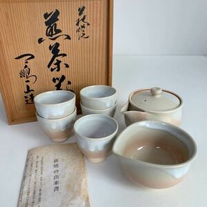 萩焼 椿窯 天鵬山 茶器 煎茶器 煎茶道具 煎茶器揃 急須 湯冷し 湯呑 7点セット 工芸品 伝統工芸 共箱付き