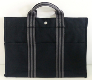 ☆HERMES エルメス フールトゥ MM トートバッグ ブラック キャンバス USED品☆