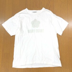 MARY QUANT マリークワント オーガニックコットン100% ビッグロゴプリント Tシャツ M 白 ホワイト カットソー 半袖 国内正規品 レディース