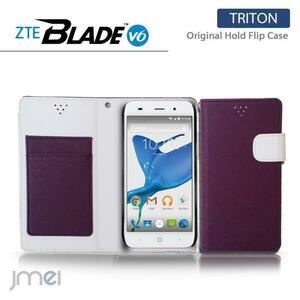 ZTE Blade V6ケース マグネットバンド カード収納付 手帳型カバー 閉じたまま通話可 スマホケース 折りたたみ パープル 53