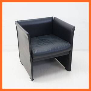 東ハ:【Cassina/カッシーナ】402-1P WISKEY ウィスキー ソファ 1人掛 ③ ブラックレザー シングルソファ 本革 アームチェア ★送料無料★