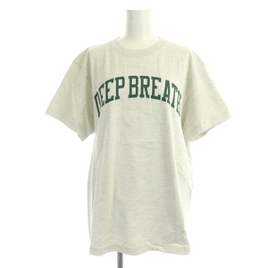 スキン SKIN EVERY DAY I LIKE.別注 DEEP BREATH Tシャツ カットソー 半袖 コットン ライトグレー 緑 グリーン /NR ■OS レディース