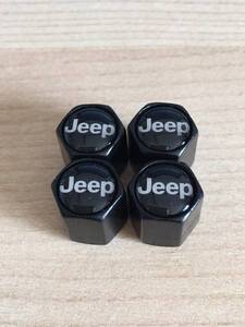 新品即決 エアバルブキャップ 4個セット JEEP ジープ 黒 / マット黒 CAP Cherokee Grand Cherokee Wrangler Pariot Compass Renegade