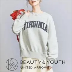 美品 BEAUTY&YOUTH ビューティ&ユース コットン裏毛 ロゴスウェット