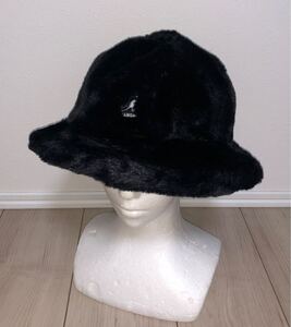 美品 KANGOL Faux Fur Casual K4190ST カンゴール ファー カジュアル バケットハット メトロハット ベルハット ファーハット ブラック 黒 L