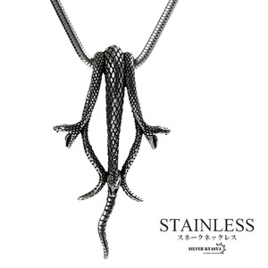 ステンレス スネークネックレス メンズ シルバー 蛇 ペンダント 三連ネックレス スネークチェーン 付き