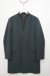 美品正規 LAD MUSICIAN ラッドミュージシャン MIDDLE MELTON NO COLLAR CHESTER COAT メルトン ノーカラー コート 2216-312 濃緑 42 829N▲