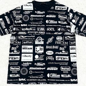 極美品 XLサイズ 19年式 ルイヴィトン LOUIS VUITTON 半袖 Tシャツ カットソー ブラック ロゴ モノグラム LV 総柄 黒