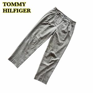 TOMMY HILFIGER トミーヒルフィガー　タックパンツ　スラックス　ピンストライプ　グレー　レディース　4サイズ　【AY1466】