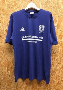 アディダス adidas Tシャツ 『2009 JFA / go for 2014, go for win』 サッカー 丸首 半袖 綿100% L ネイビー・ブルーパープル系 メンズ