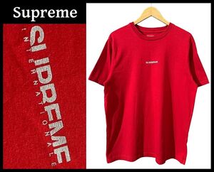 送料無 Supreme シュプリーム 19AW Internationale S/S Top インターナショナル ボックス ロゴ プリント 半袖 Tシャツ カットソー 赤 RED L