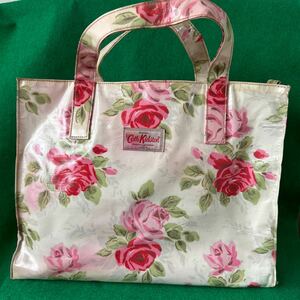 キャスキッドソン トートバッグ ★Cath Kidston ローズ ホワイト バラ 薔薇 花柄 総柄 オイルクロス carry all bag キャリーオールバッグ