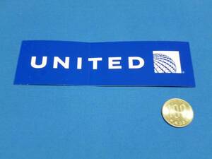 UNITEDユナイテッド航空ロゴステッカー青13.5×4cm(スターアライアンス/NWAノースウェスト航空/コンチネンタル/シール/エアライングッズ)