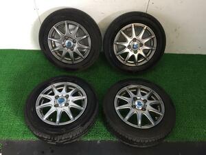 13インチ　社外アルミホイール タイヤ 4本セット メーカー不明 13X4J PCD 100-4H 4穴 155/65R13 軽自動車 等