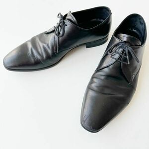 ◆ プラダ PRADA プレーントゥ ドレスシューズ サイズ8 1/2 メンズ 2E2701 ブラック ビジネス 革靴 紳士靴