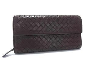 1円 BOTTEGA VENETA ボッテガヴェネタ イントレチャート レザー 二つ折り 長財布 ウォレット 小銭入れ 札入れ ブラウン系 FG3517