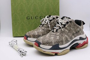 【美品】GUCCI Balenciaga 21AW グッチ×バレンシアガ 677192 ザ ハッカー プロジェクト トリプルS スニーカー サイズ40 26.5cm 箱 替え紐