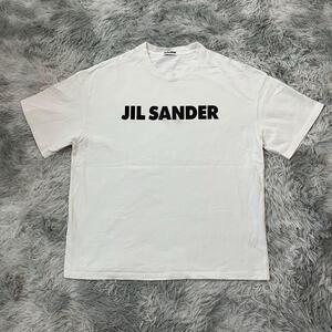 JIL SANDER 【M】 半袖Tシャツ ロゴ プリント イタリア製 綿 白