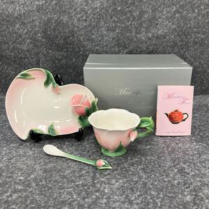 Meissen マイセン Magnificence Flower 華麗なる花 コレクション カップ ソーサー スプーン セット ローズ ピンク 箱付 ！