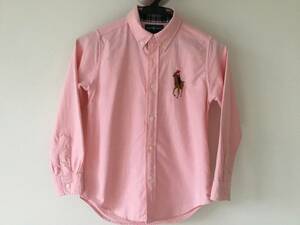 ラルフローレン　RALPH LAUREN　ビッグポニー　長袖ボタンダウンシャツ　ピンク　刺繍　サイズ：7