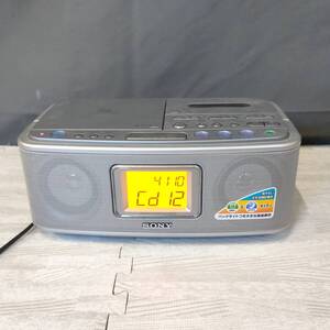 SONY CDラジカセ CFD-E501 シルバー 大画面 小型 幅30cm 中古 ソニー CDラジオカセットレコーダー 説明書URL 動作確認済み/動画有 送料無料