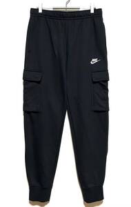 【美品】NIKE クラブ カーゴ パンツ（M）黒 ナイキ NSW ジョガー スウェット テーパード 裾リブ ロンパン 裏起毛 フリース