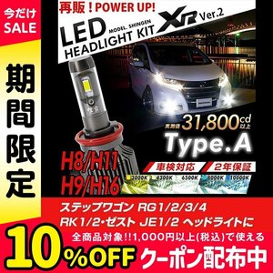 改良版!! LED 信玄 XR H11 ステップワゴン RG1 2 3 4 RK1 2 ゼスト JE1 2に 配光調整無しで超簡単取付 車検対応 安心の2年保証 12V 24V