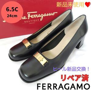 新品未使用箱付き☆フェラガモ【Ferragamo】3連ヴァラプレート パンプス