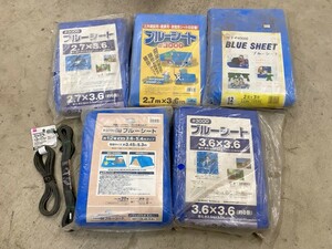 新品保管品 ブルーシート 5枚セット まとめて 6畳 12畳 8畳 ハトメ付き #3000 厚手 ゴム紐付き レジャー 行楽 雨よけ 防災 0709や4 E1 120