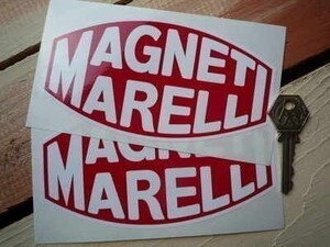 ◆送料無料◆ 海外 マニエッティ・マレリ Magneti Marelli red/white 150mm 2枚セット ステッカー