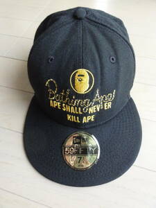 A BATHING APE ロープロゴ NEW ERA キャップ 黒 7-1/4 59FIFTY 57.7㎝