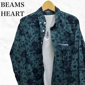 BEAMS HEART 総柄シャツ　長袖シャツ　花柄シャツ　トップス